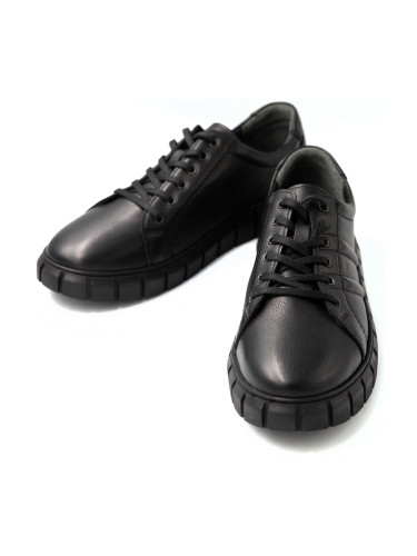 Черни спортни кожени обувки