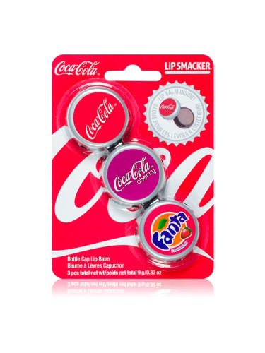 Lip Smacker Coca Cola балсам за устни 3 бр аромати Original, Cherry & Fanta 9 гр.
