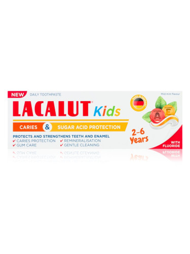 Lacalut Kids Caries and Sugar Acid Protection детска паста за зъби 2-6y 55 мл.