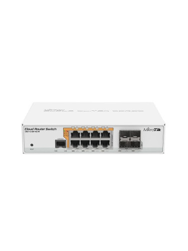 Суич MikroTik CRS112-8P-4S-IN, 8 x Gigabit Ethernet ports, 10/100/1000