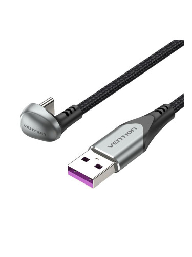 Vention Кабел USB 3.1 Type-C / USB 2.0 AM - 1M Black U-Shaped, Aluminu