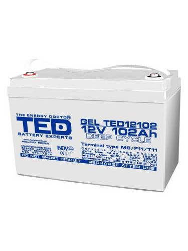 Оловна гелова батерия TED ELECTRIC, 12V, 102Ah, 330/ 173/ 220 mm AGM, 