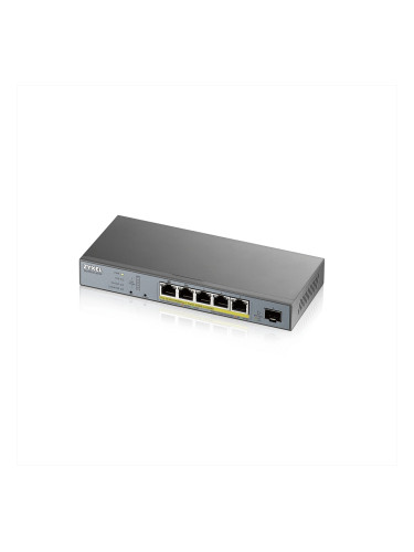 Комутатор ZyXEL GS1350-6HP, 6 Port managed CCTV PoE switch, long range