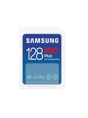 Памет Samsung 128GB SD Card PRO Plus, UHS-I, Read 180MB/s - Write 130M