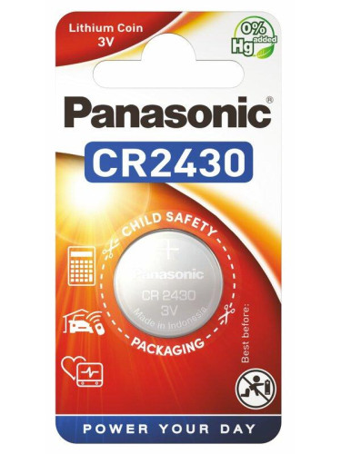 Бутонна батерия литиева PANASONIC CR2430, 3V, 1 бр. в блистер, цена з