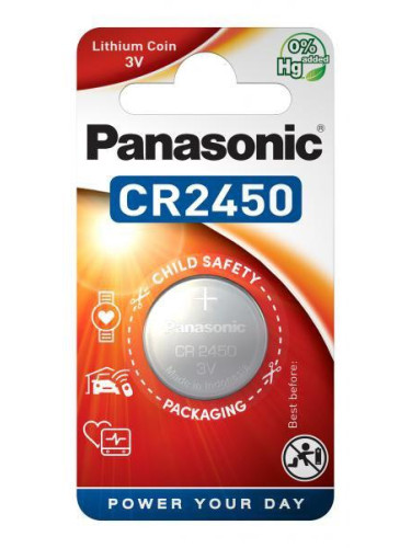 Бутонна батерия литиева PANASONIC CR2450, 3V, 1 бр. в блистер, цена з