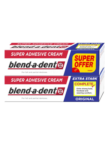 Blend-a-dent Extra Strong Original Super Adhesive Cream Фиксиращ крем 2x47 g