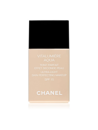 Chanel Vitalumière Aqua ултра лек грим за сияен вид на кожата цвят 50 Beige SPF 15  30 мл.