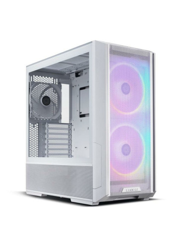 Кутия Lian Li Lancool 216 RGB, ATX/mATX/E-ATX/Mini-ITX, 2x USB 3.0, 1x USB-C, с прозорец, 3x вентилатора, бяла, без захранване