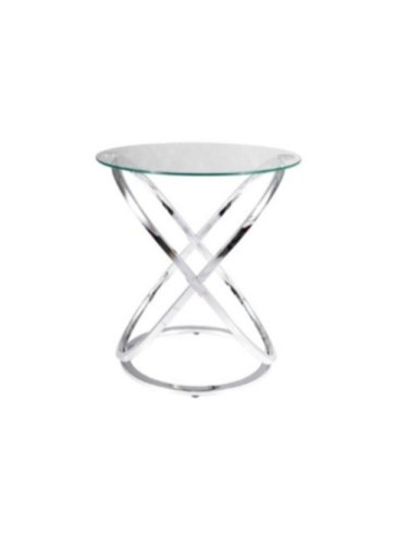 Кръгла маса със стъклен плот - хром