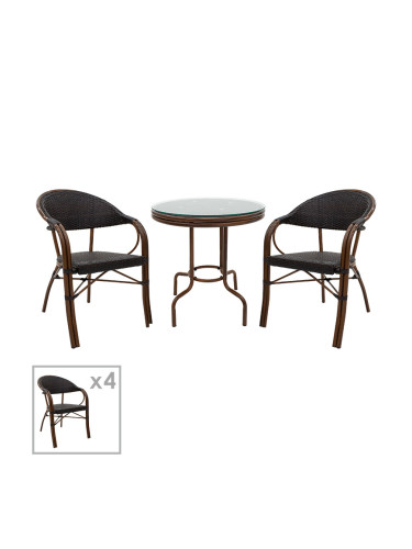 Градински комплект кафяв ратан