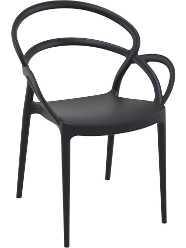 Пластмасов градински стол 57/56/82см.- полипропилен с фибро стъкло, черен