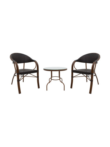 Градински комплект кафяв цвят