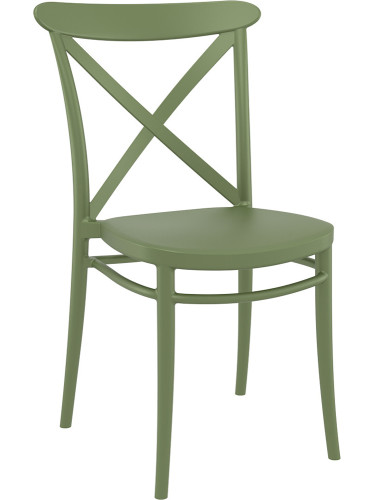 Пластмасов градински стол - полипропилен с фибро стъкло, маслено зелен