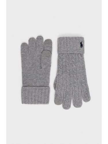 Вълнени ръкавици Polo Ralph Lauren в сиво