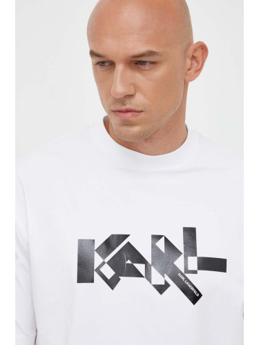 Тениска Karl Lagerfeld в бяло с принт