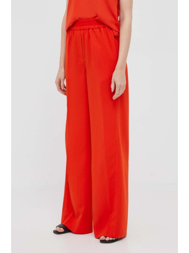 Панталон Calvin Klein в оранжево с широка каройка, с висока талия