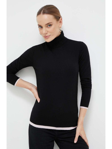 Пуловер Silvian Heach дамски в черно от лека материя с поло