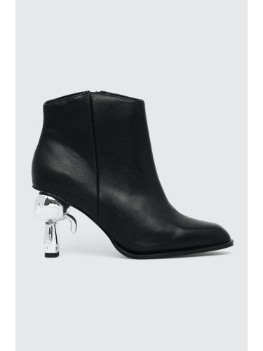 Кожени боти Karl Lagerfeld IKON HEEL в черно с висок ток KL39035