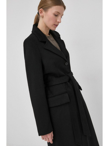 Вълнено палто Bruuns Bazaar Catarina Novelle в черно с преходна изолация