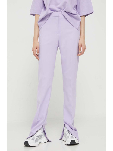 Панталон HUGO в лилаво със стандартна кройка, с висока талия