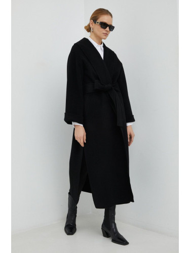 Вълнено палто By Malene Birger Trullem в черно с преходна изолация