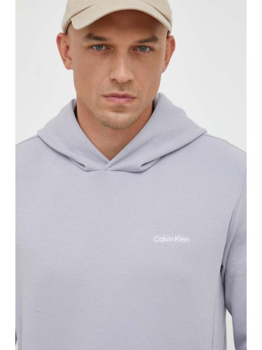 Суичър Calvin Klein в сиво с качулка с изчистен дизайн