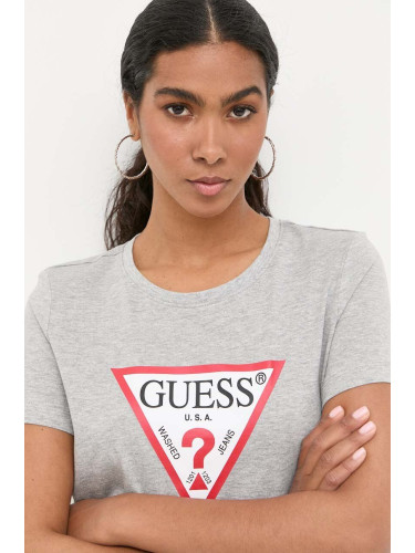 Памучна тениска Guess в сиво W1YI1B I3Z14