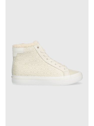 Високи кецове Calvin Klein VULC HIGH TOP - EPI MONO WL в бежово HW0HW01675