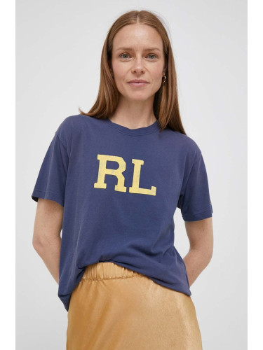 Памучна тениска Polo Ralph Lauren в тъмносиньо 211910130