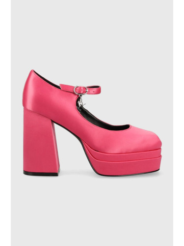 Обувки с дебел ток Karl Lagerfeld STRADA в розово с висок ток KL30126A