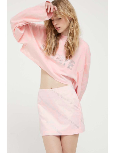 Памучна блуза с дълги ръкави Rotate в розово