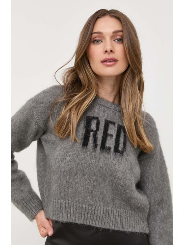Пуловер с вълна Red Valentino дамски в сиво