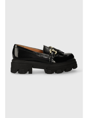 Кожени мокасини Charles Footwear Zulia в черно с платформа Zulia.Loafer.Black
