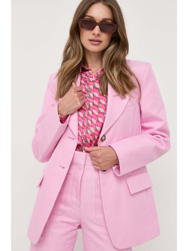 Сако Victoria Beckham в розово с едно копче с изчистен дизайн