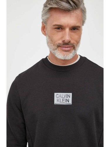 Памучен суичър Calvin Klein в черно с принт