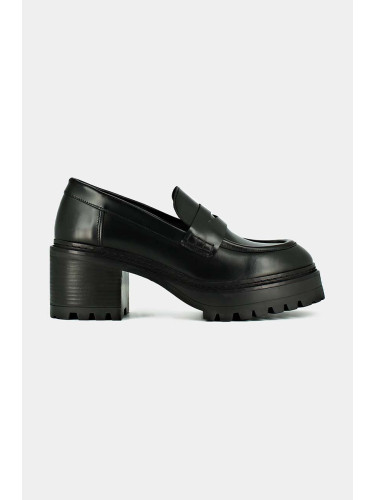Кожени обувки с дебел ток Jonak RHUM CUIR GLACE в черно с дебел ток 3300107