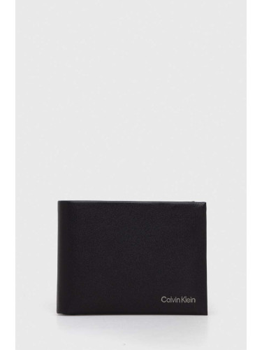 Кожен портфейл Calvin Klein мъжки в черно