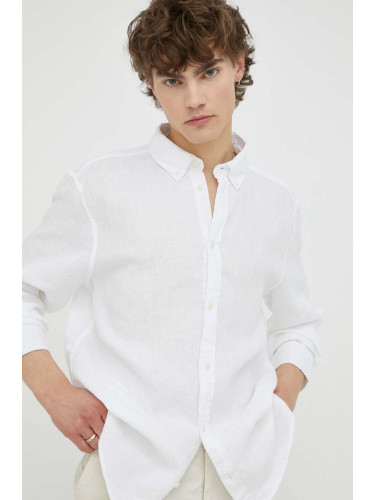 Ленена риза Les Deux в бяло със стандартна кройка LDM410150