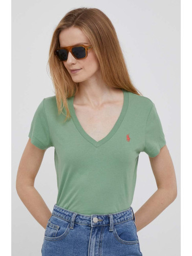 Памучна тениска Polo Ralph Lauren в зелено 211902403