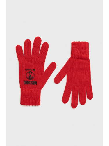 Вълнени ръкавици Moschino в червено