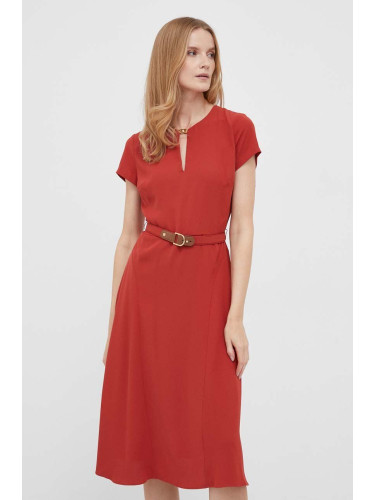 Рокля Lauren Ralph Lauren в червено къса разкроен модел