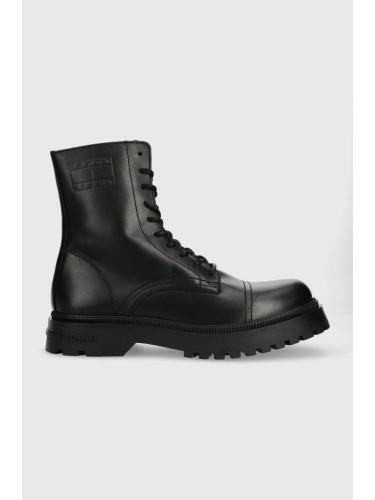 Кожени обувки Tommy Jeans TJM CASUAL BOOT в черно EM0EM01244
