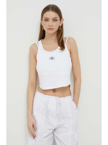 Топ Calvin Klein Jeans дамски в бяло J20J221430