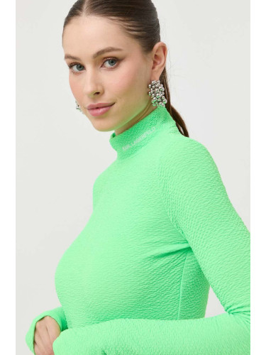 Блуза с дълги ръкави Karl Lagerfeld в зелено с ниско поло