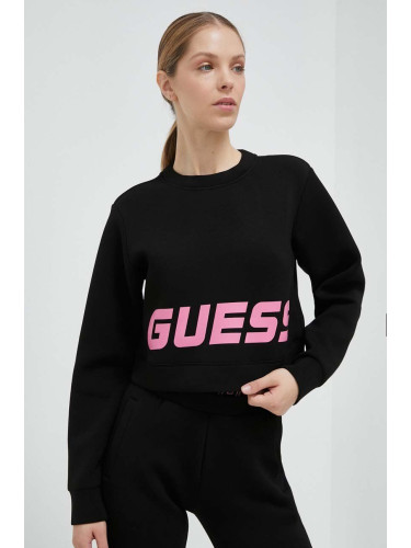 Суичър Guess в черно с принт