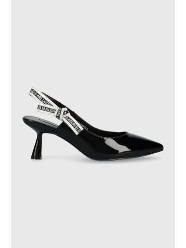 Кожени обувки с висок ток Karl Lagerfeld PANACHE в черно KL30808