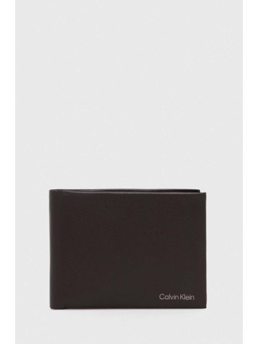 Кожен портфейл Calvin Klein мъжки в кафяво