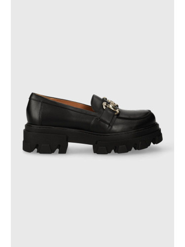 Кожени мокасини Charles Footwear Vloglola в черно с платформа Vloglola.Loafer.Black