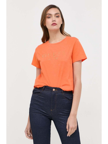 Памучна тениска Guess CRYSTAL в оранжево W3GI76 K8G01